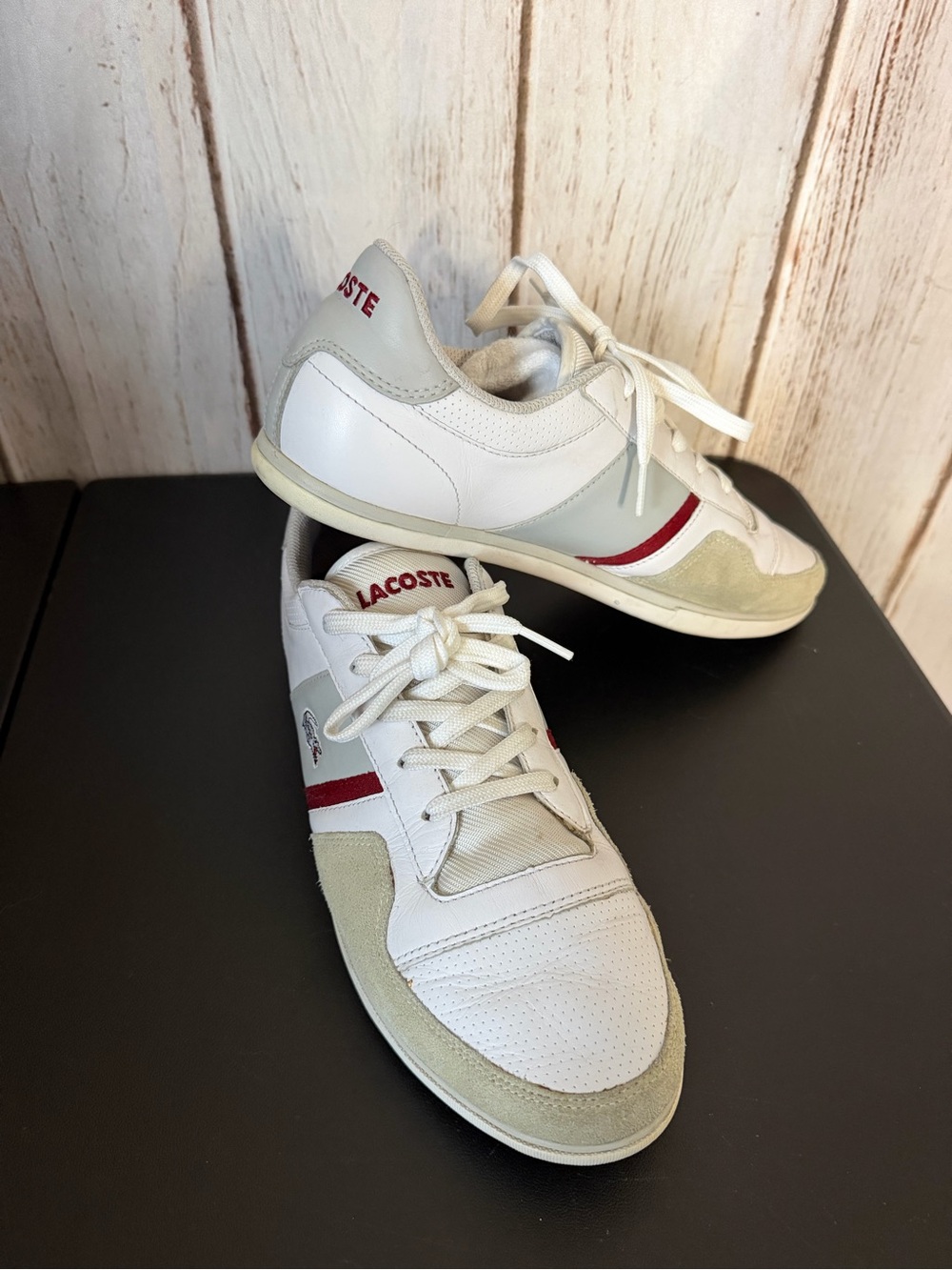 Lacoste Beckleys SPM White Burgundy Leather Sneakers US
10